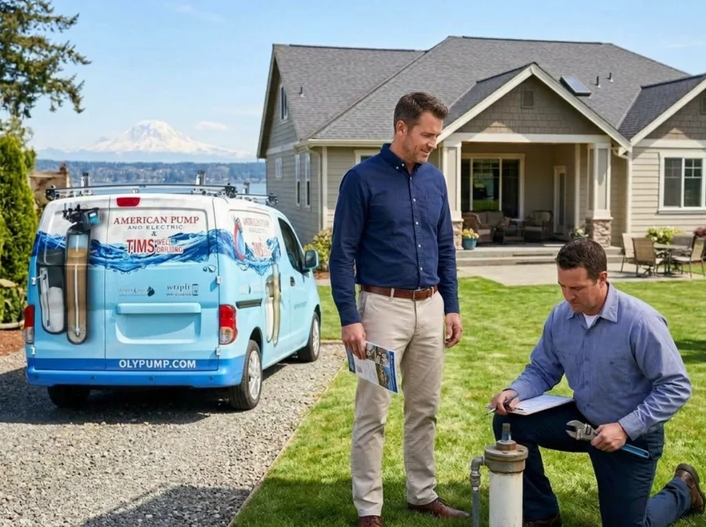 A Olympia, WA homeowner having a well inspected at a house he plans on buying.